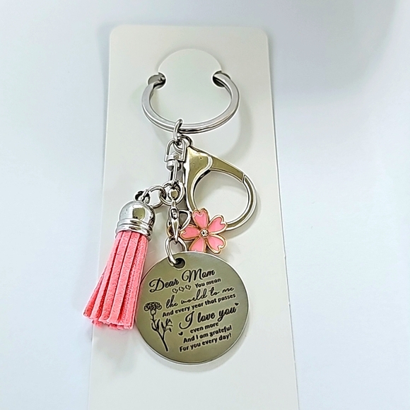 LOVE MOM Stainless Steel Silver Keychains Purse Charms - Picture 3 of 11